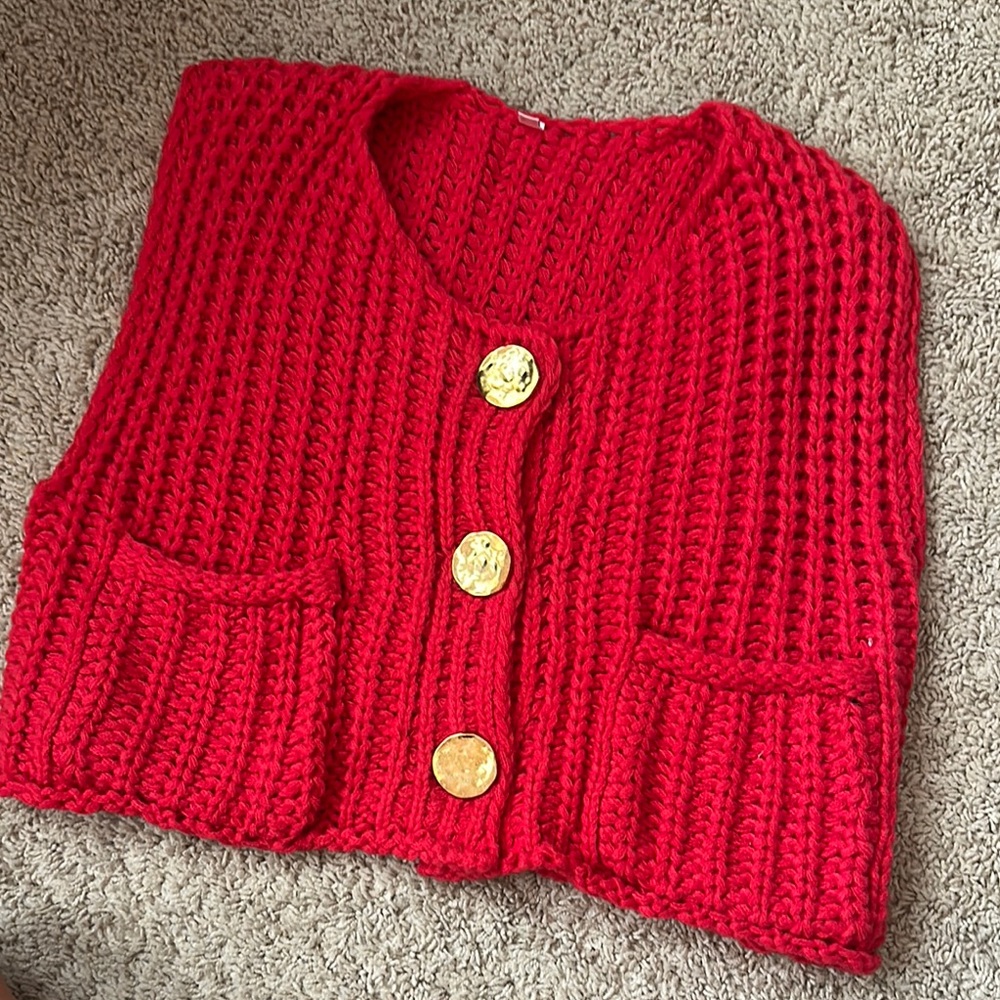 Amazon Red and Gold Cardigan Top